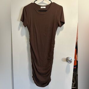 Babaton Brown Ruched Dress